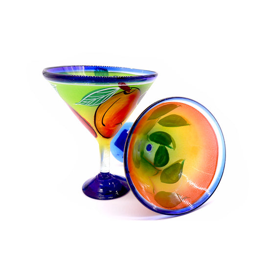 Copa de Martini de Vidrio Soplado Pintada a Mano</ Hand Painted Martini Blown-Glass