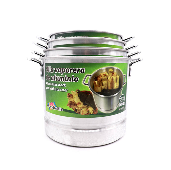 Set de 4 Ollas Vaporeras de Aluminio/Aluminum Stock Pot with Steamer 4 pieces Set